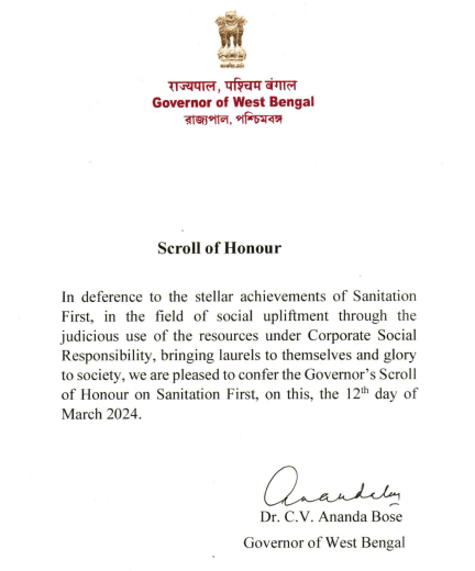 Scroll of Honour, Governor of West Bengal